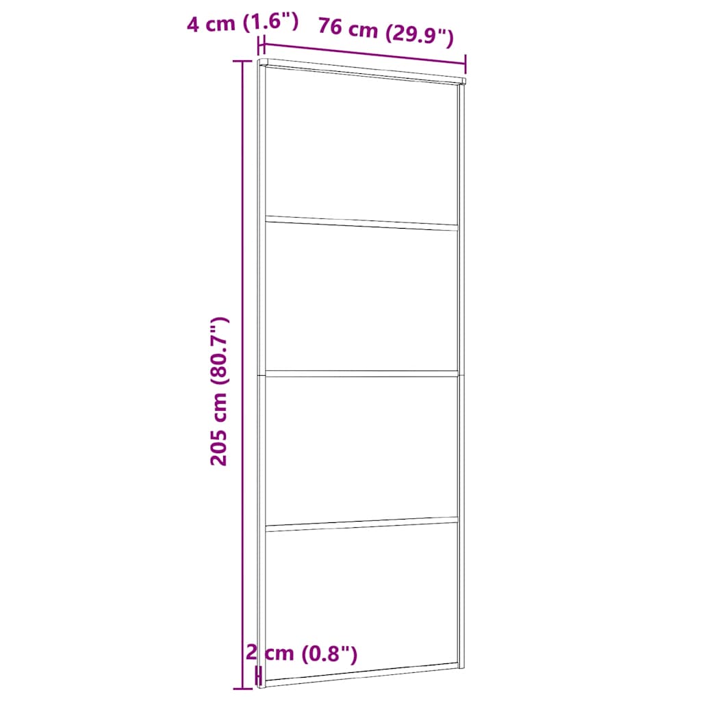 vidaXL Sliding Door Frosted ESG Glass and Aluminium 76x205 cm Black