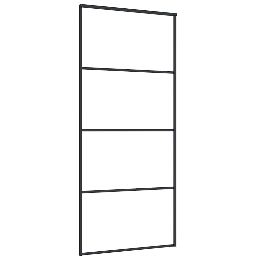 vidaXL Sliding Door Frosted ESG Glass and Aluminium 90x205 cm Black