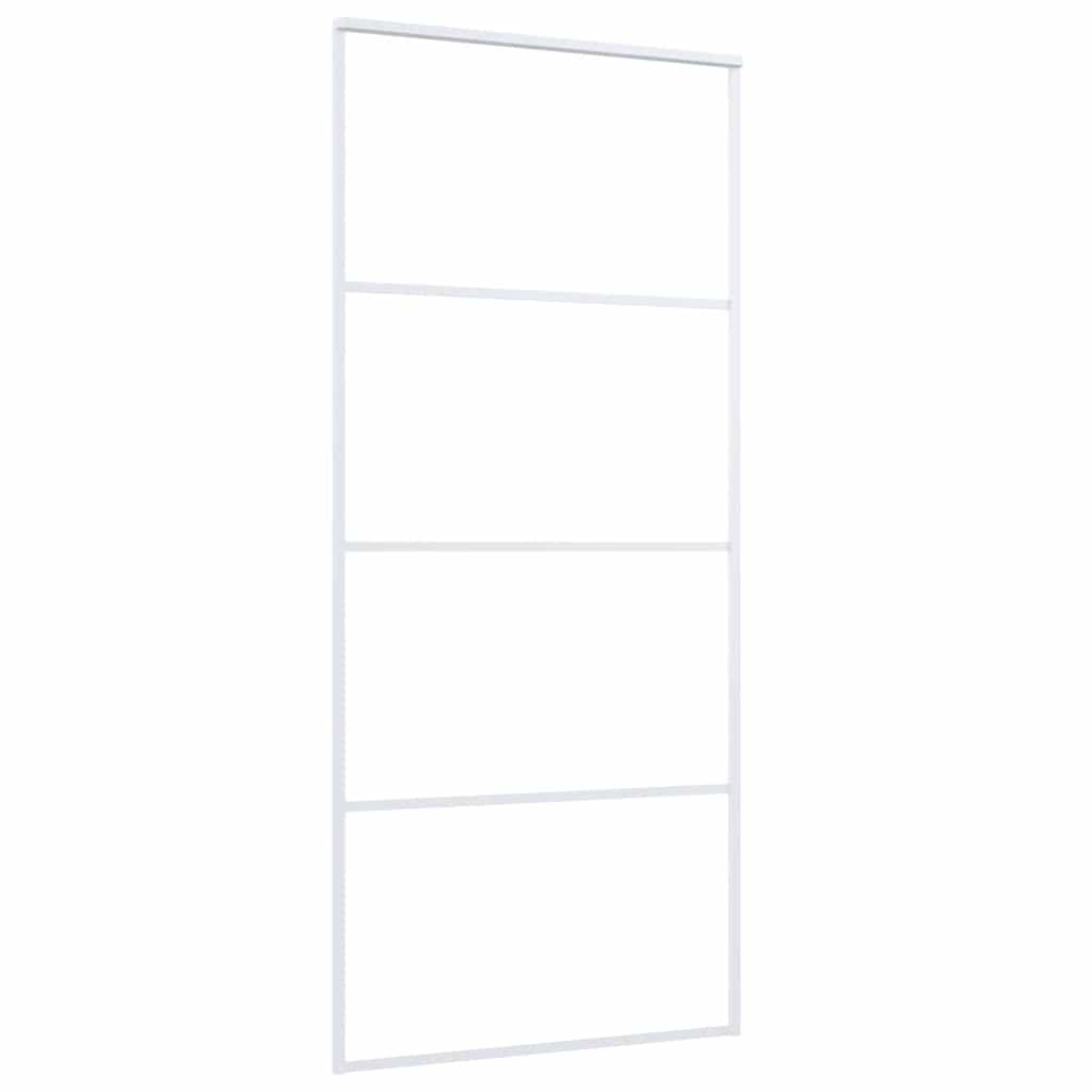 vidaXL Sliding Door ESG Glass and Aluminium 90x205 cm White
