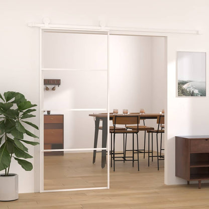 vidaXL Sliding Door ESG Glass and Aluminium 90x205 cm White