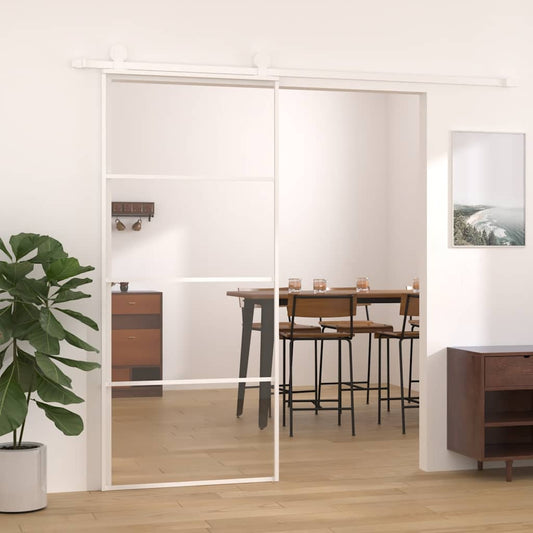 151660 vidaXL Sliding Door ESG Glass and Aluminium 90x205 cm White