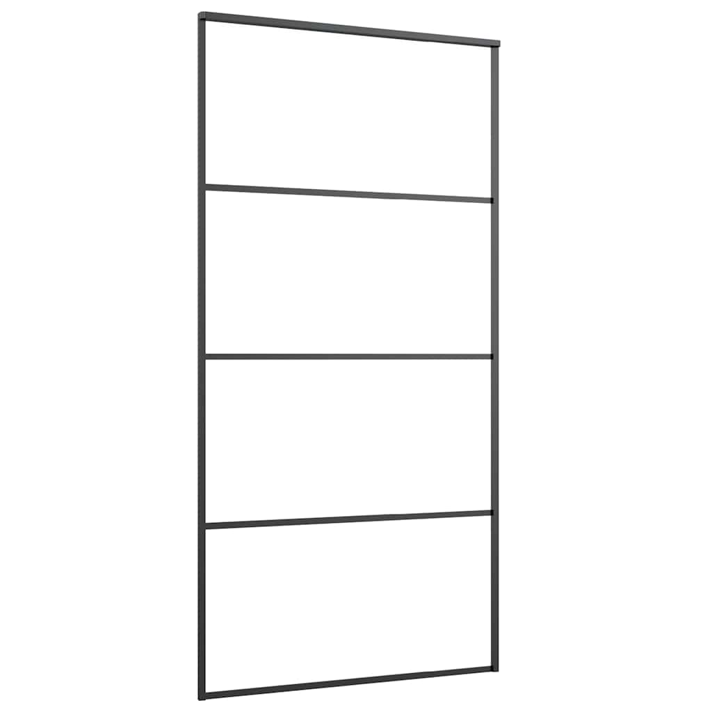 vidaXL Sliding Door Frosted ESG Glass and Aluminium 102.5x205 cm Black