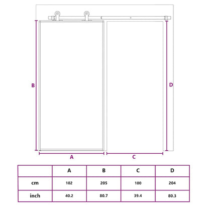 151663 vidaXL Sliding Door Frosted ESG Glass and Aluminium 102,5x205 cm Black