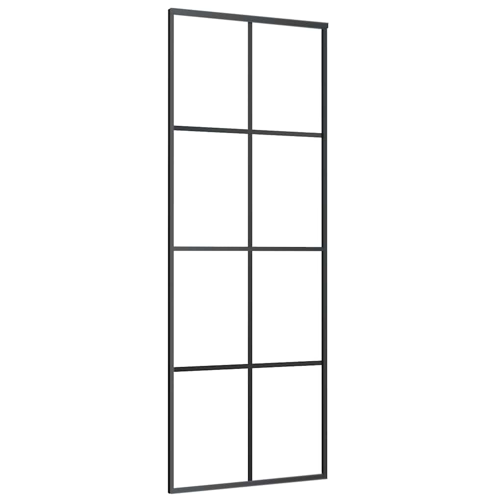 vidaXL Sliding Door Black 76x205 cm ESG Glass and Aluminium