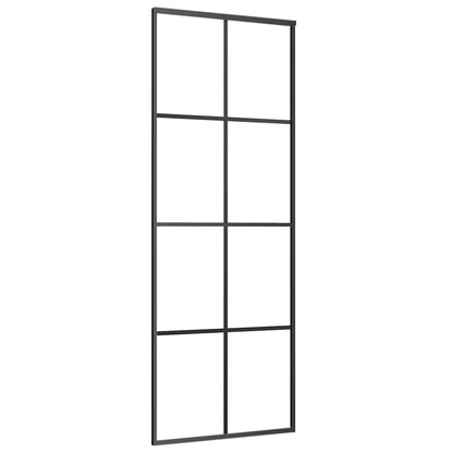 vidaXL Sliding Door Black 76x205 cm ESG Glass and Aluminium