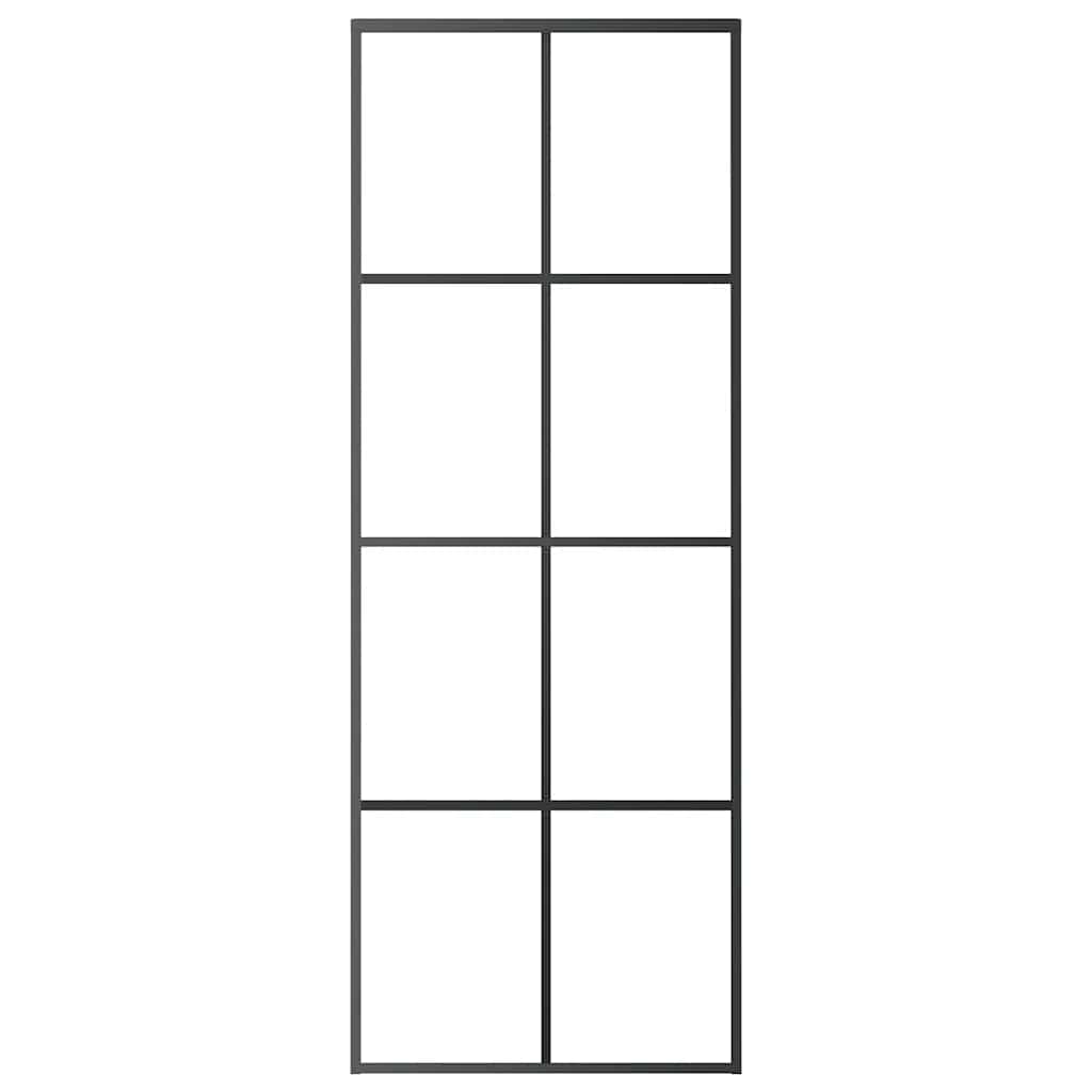vidaXL Sliding Door Black 76x205 cm ESG Glass and Aluminium