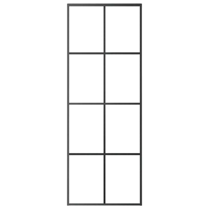 vidaXL Sliding Door Black 76x205 cm ESG Glass and Aluminium