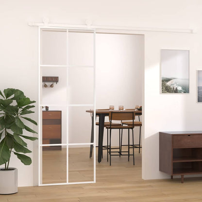 vidaXL Sliding Door ESG Glass and Aluminium 76x205 cm White