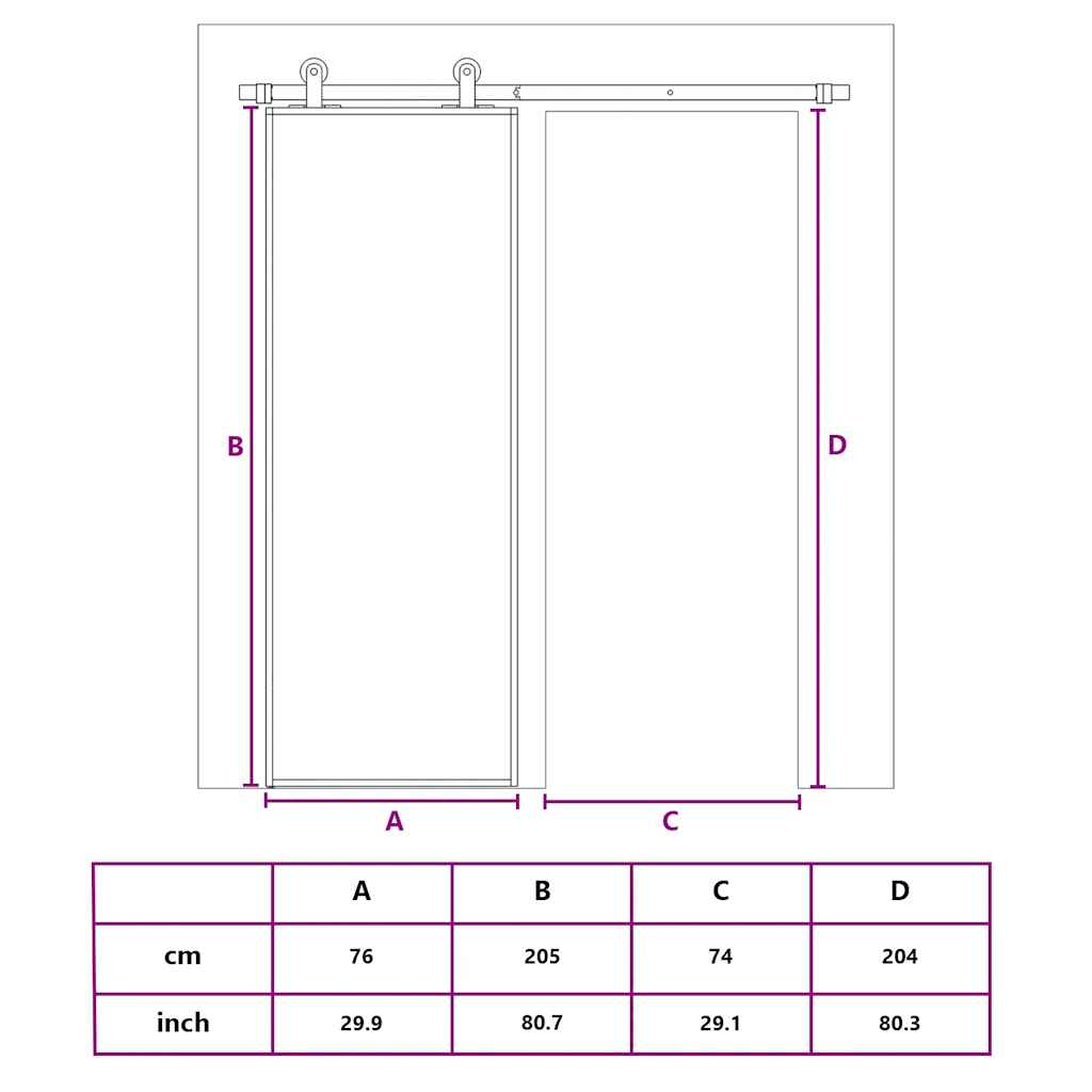 vidaXL Sliding Door Frosted ESG Glass and Aluminium 76x205 cm White