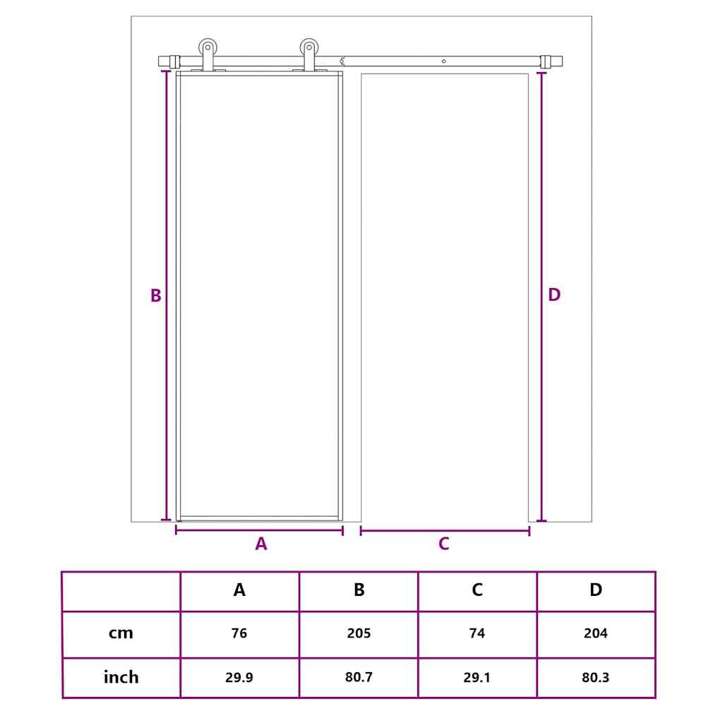 151669 vidaXL Sliding Door Frosted ESG Glass and Aluminium 76x205 cm White