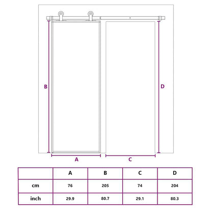 151669 vidaXL Sliding Door Frosted ESG Glass and Aluminium 76x205 cm White