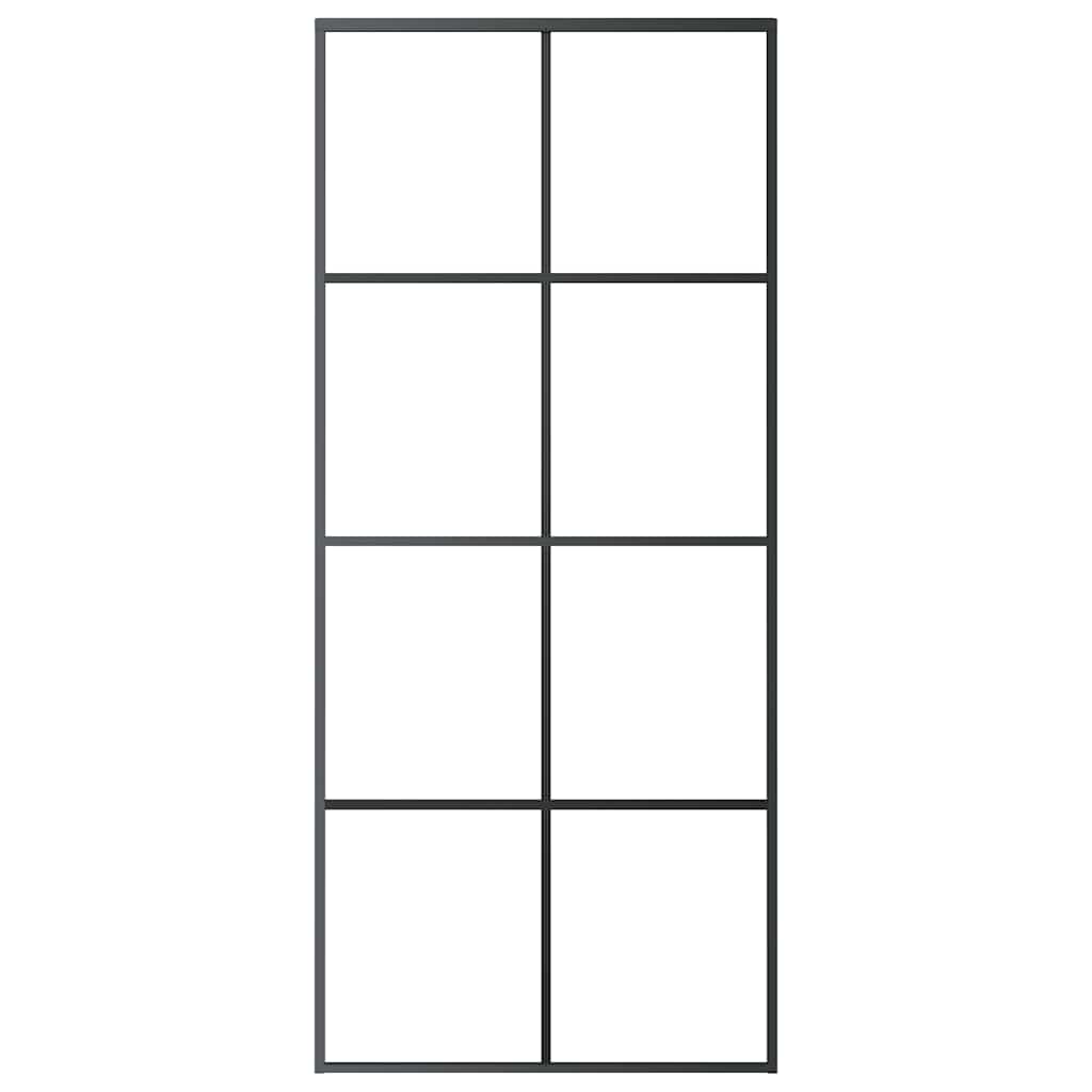 vidaXL Sliding Door Black 90x205 cm ESG Glass and Aluminium
