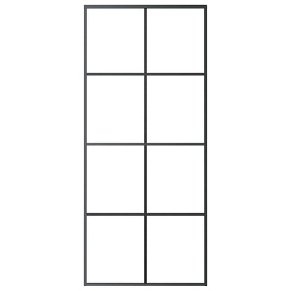 vidaXL Sliding Door Black 90x205 cm ESG Glass and Aluminium