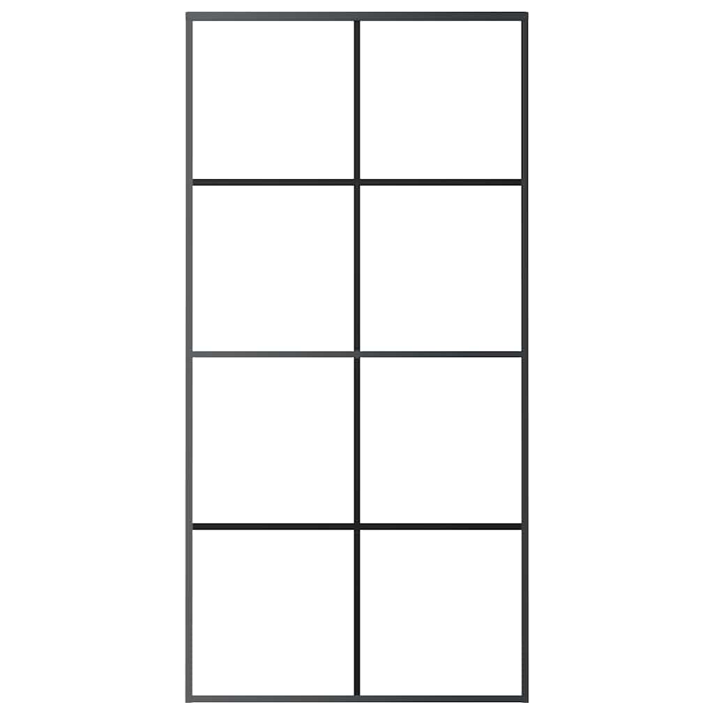 vidaXL Sliding Door Black 102.5x205 cm ESG Glass and Aluminium