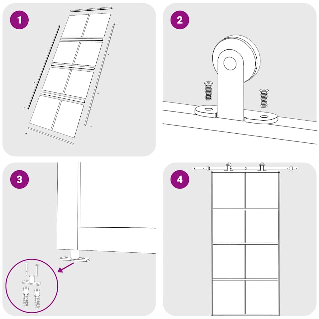 vidaXL Sliding Door Frosted ESG Glass and Aluminium 102.5x205 cm White