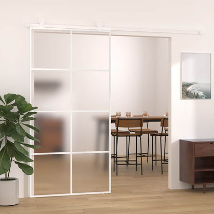 151677 vidaXL Sliding Door Frosted ESG Glass and Aluminium 102,5x205 cm White