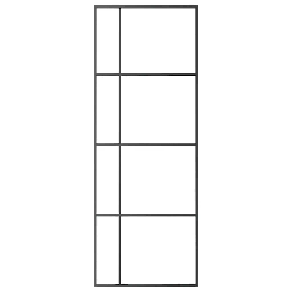 vidaXL Sliding Door ESG Glass and Aluminium 76x205 cm Black