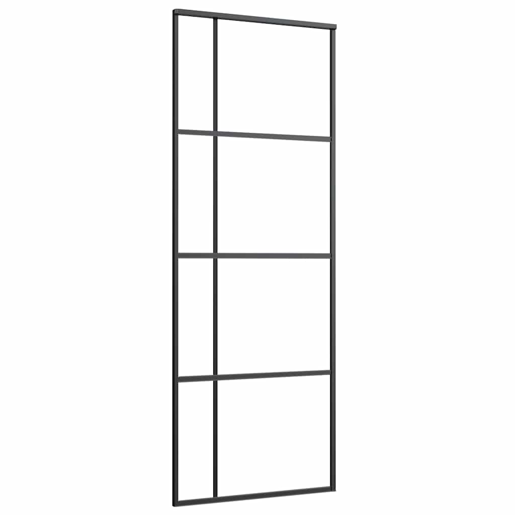 vidaXL Sliding Door Frosted ESG Glass and Aluminium 76x205 cm Black