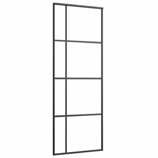 151679 vidaXL Sliding Door Frosted ESG Glass and Aluminium 76x205 cm Black
