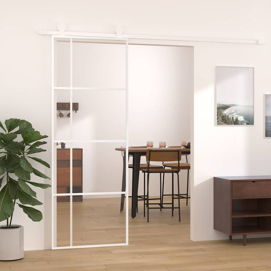 151680 vidaXL Sliding Door ESG Glass and Aluminium 76x205 cm White