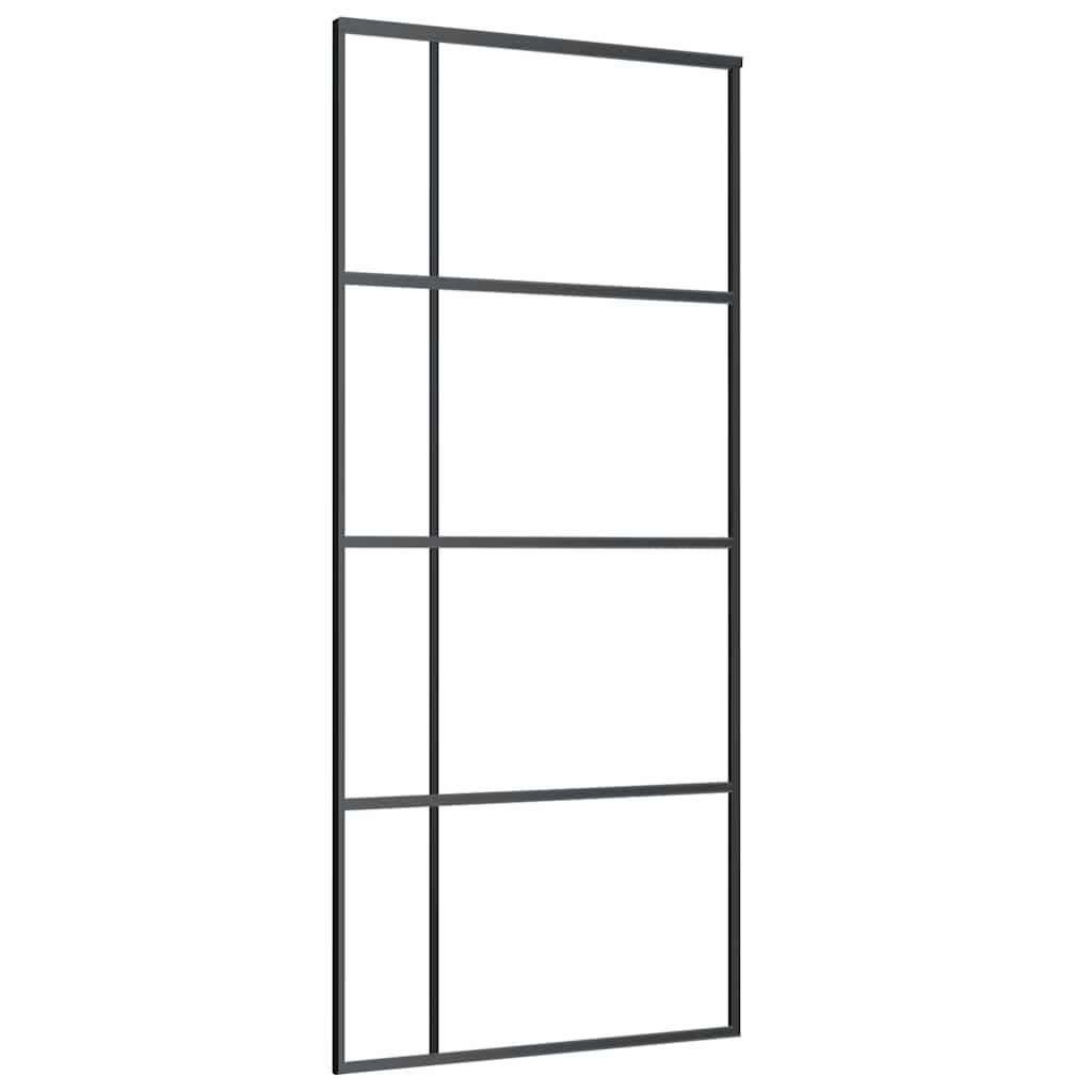 vidaXL Sliding Door ESG Glass and Aluminium 90x205 cm Black