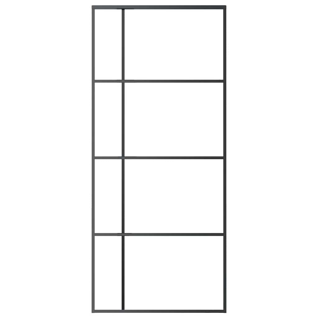 vidaXL Sliding Door ESG Glass and Aluminium 90x205 cm Black