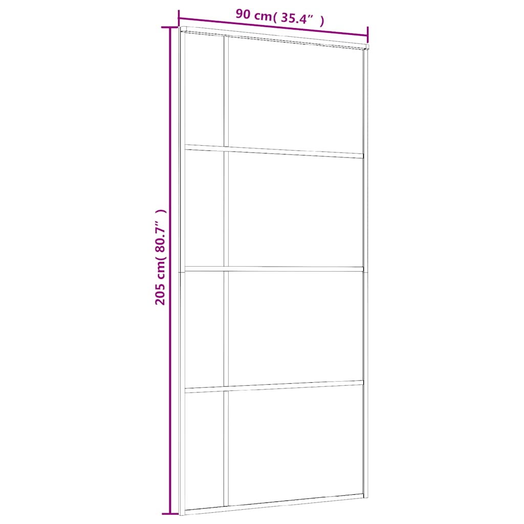 vidaXL Sliding Door ESG Glass and Aluminium 90x205 cm Black