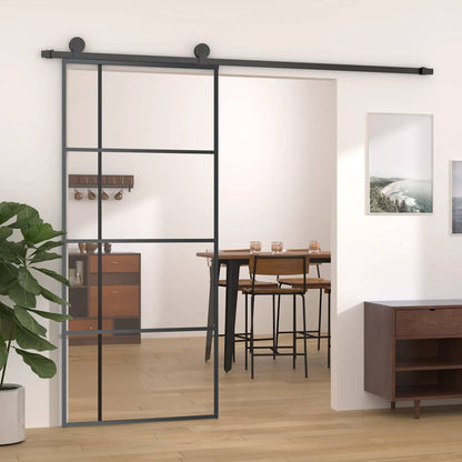 vidaXL Sliding Door ESG Glass and Aluminium 90x205 cm Black