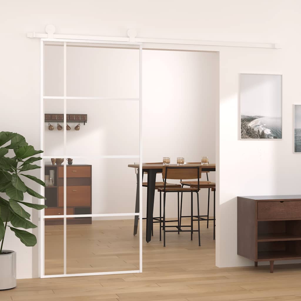 vidaXL Sliding Door ESG Glass and Aluminium 90x205 cm White