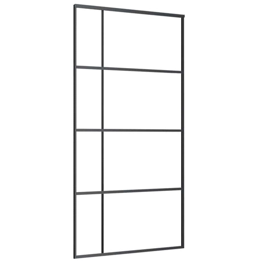 151686 vidaXL Sliding Door ESG Glass and Aluminium 102,5x205 cm Black
