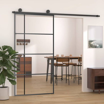 151686 vidaXL Sliding Door ESG Glass and Aluminium 102,5x205 cm Black