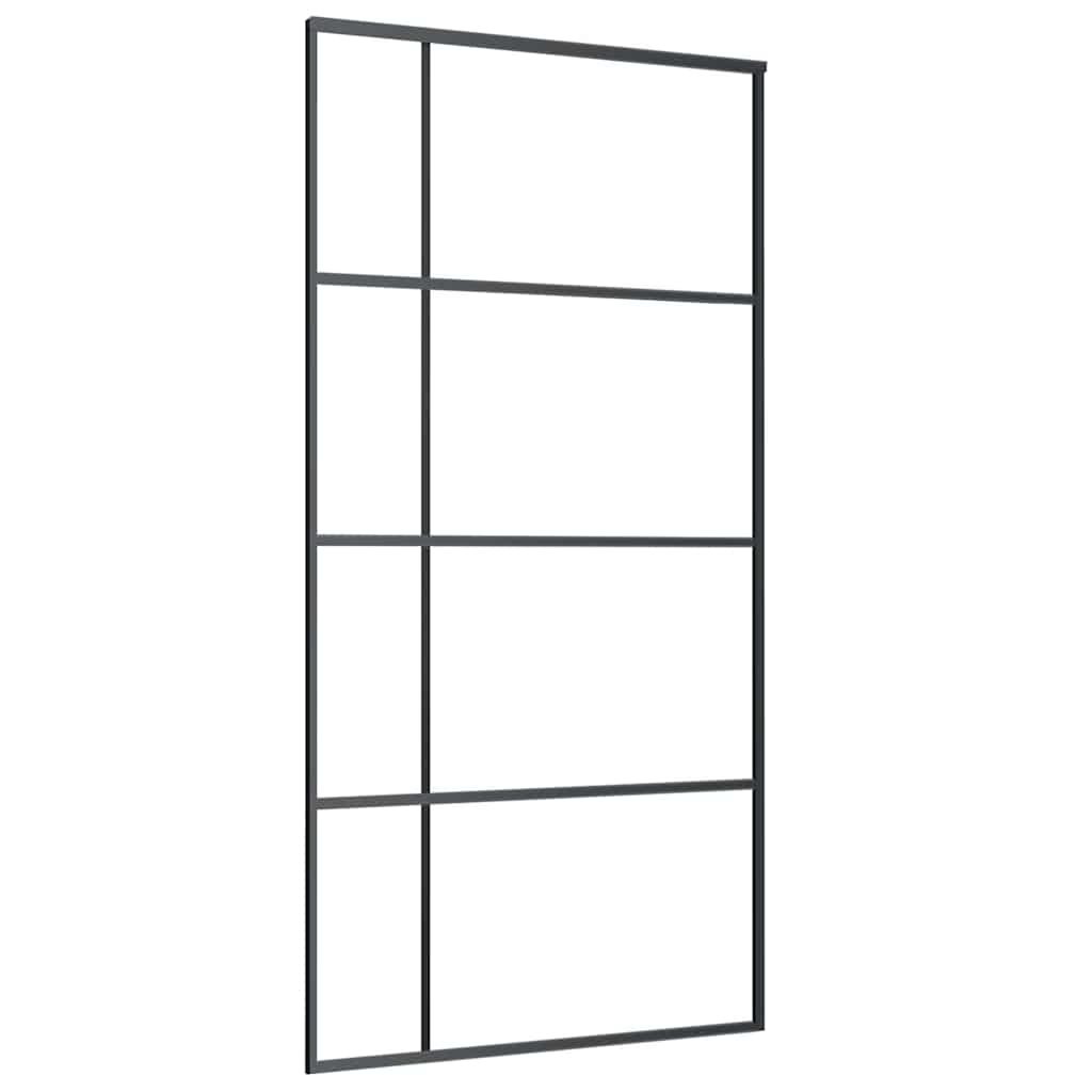 vidaXL Sliding Door Frosted ESG Glass and Aluminium 102.5x205 cm Black
