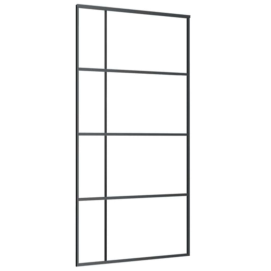 151687 vidaXL Sliding Door Frosted ESG Glass and Aluminium 102,5x205 cm Black
