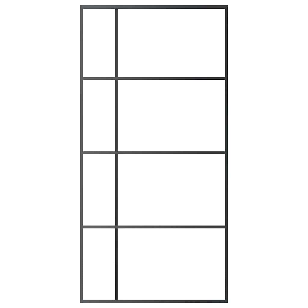 vidaXL Sliding Door Frosted ESG Glass and Aluminium 102.5x205 cm Black