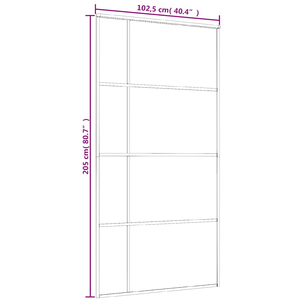 vidaXL Sliding Door Frosted ESG Glass and Aluminium 102.5x205 cm Black