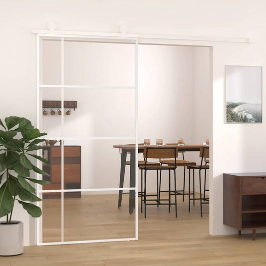 151688 vidaXL Sliding Door ESG Glass and Aluminium 102,5x205 cm White