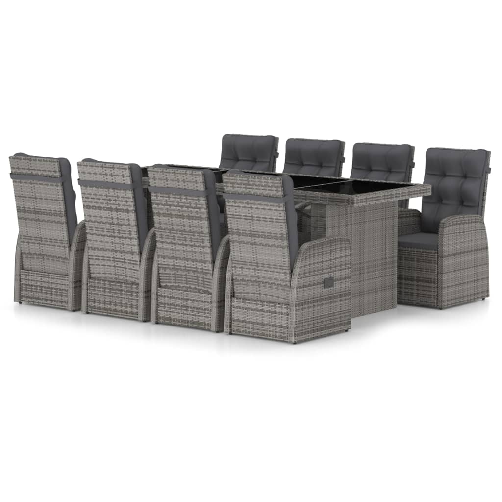 vidaXL Garden Dining Set | Grey | PE rattan | Large | Garden Dining Set