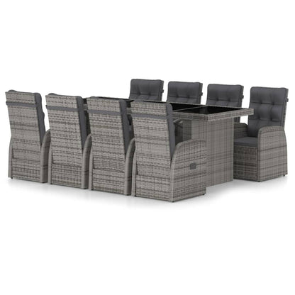 vidaXL Garden Dining Set | Grey | PE rattan | Large | Garden Dining Set