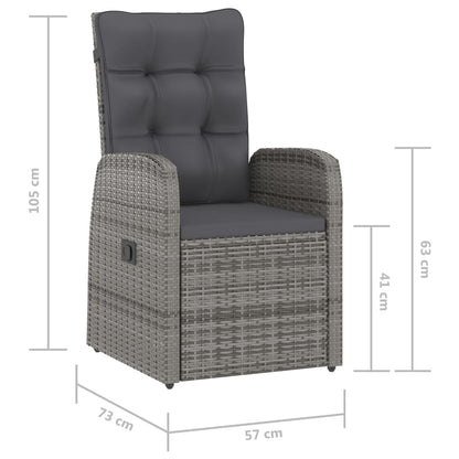 vidaXL 11 Piece Garden Dining Set with Cushions Grey Poly Rattan