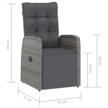 vidaXL 11 Piece Garden Dining Set with Cushions Grey Poly Rattan