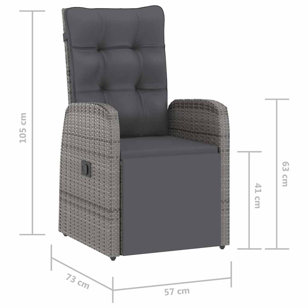 vidaXL 11 Piece Garden Dining Set with Cushions Grey Poly Rattan