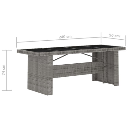 vidaXL 11 Piece Garden Dining Set with Cushions Grey Poly Rattan