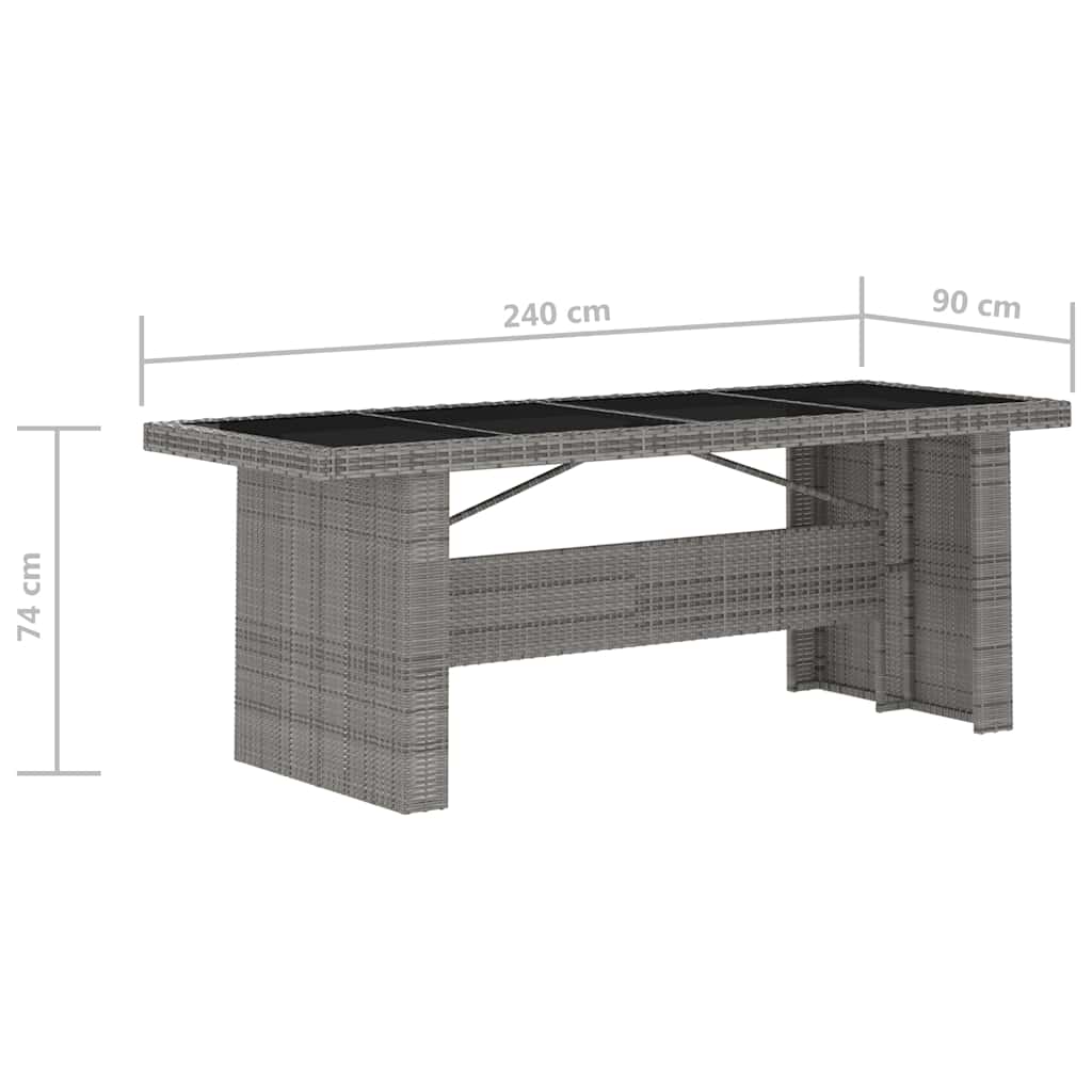 vidaXL 11 Piece Garden Dining Set with Cushions Grey Poly Rattan