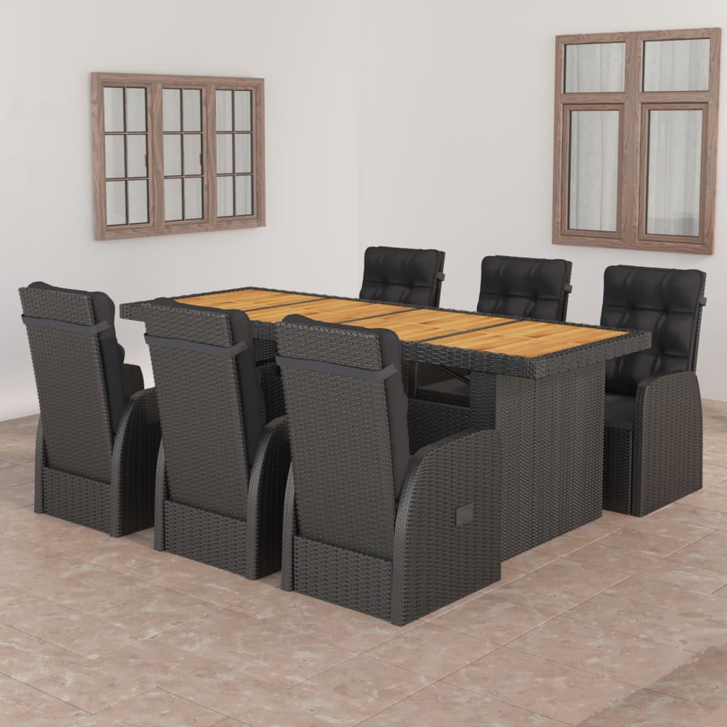 vidaXL Garden Dining Set | Black | PE rattan | Large | Garden Dining Set