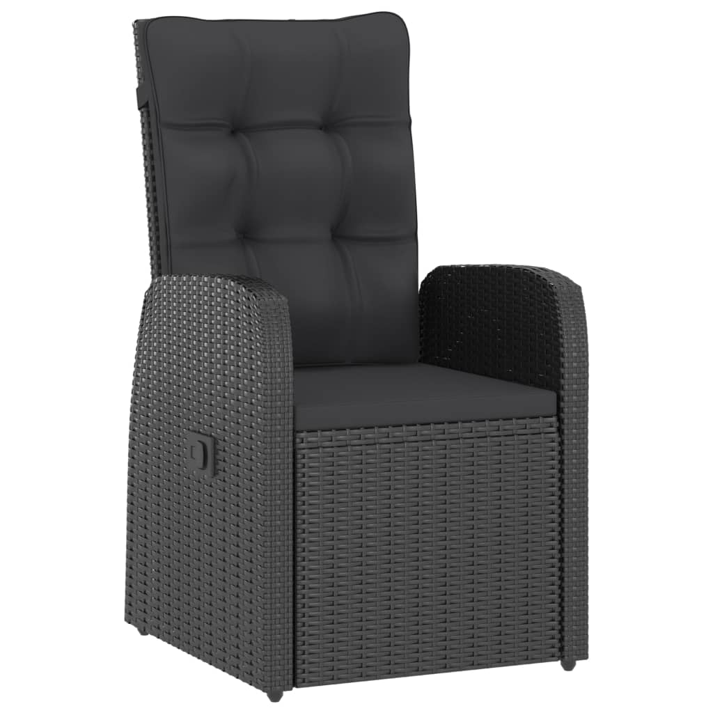 vidaXL 11 Piece Garden Dining Set with Cushions Black Poly Rattan