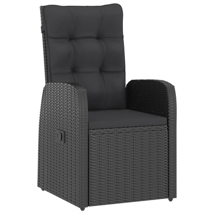 vidaXL 11 Piece Garden Dining Set with Cushions Black Poly Rattan