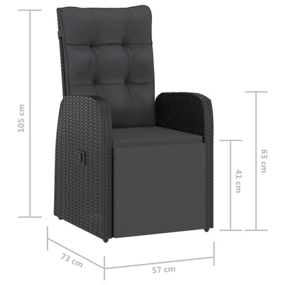 vidaXL 11 Piece Garden Dining Set with Cushions Black Poly Rattan