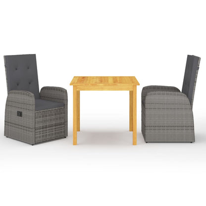 vidaXL Garden Dining Set | Grey | Poly Rattan | Adjustable Armrests