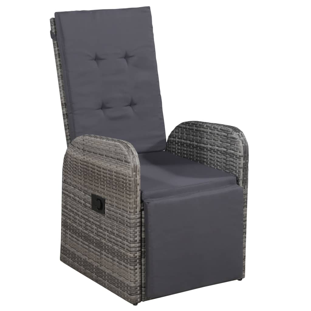 vidaXL 5 Piece Garden Dining Set with Cushions Grey Poly Rattan