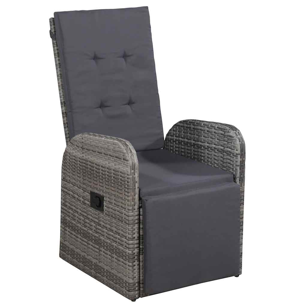 vidaXL 5 Piece Garden Dining Set with Cushions Grey Poly Rattan